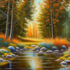 Tranquil autumn forest with meandering creek