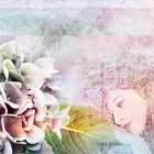 Serene Watercolor of Woman in Vibrant Garden