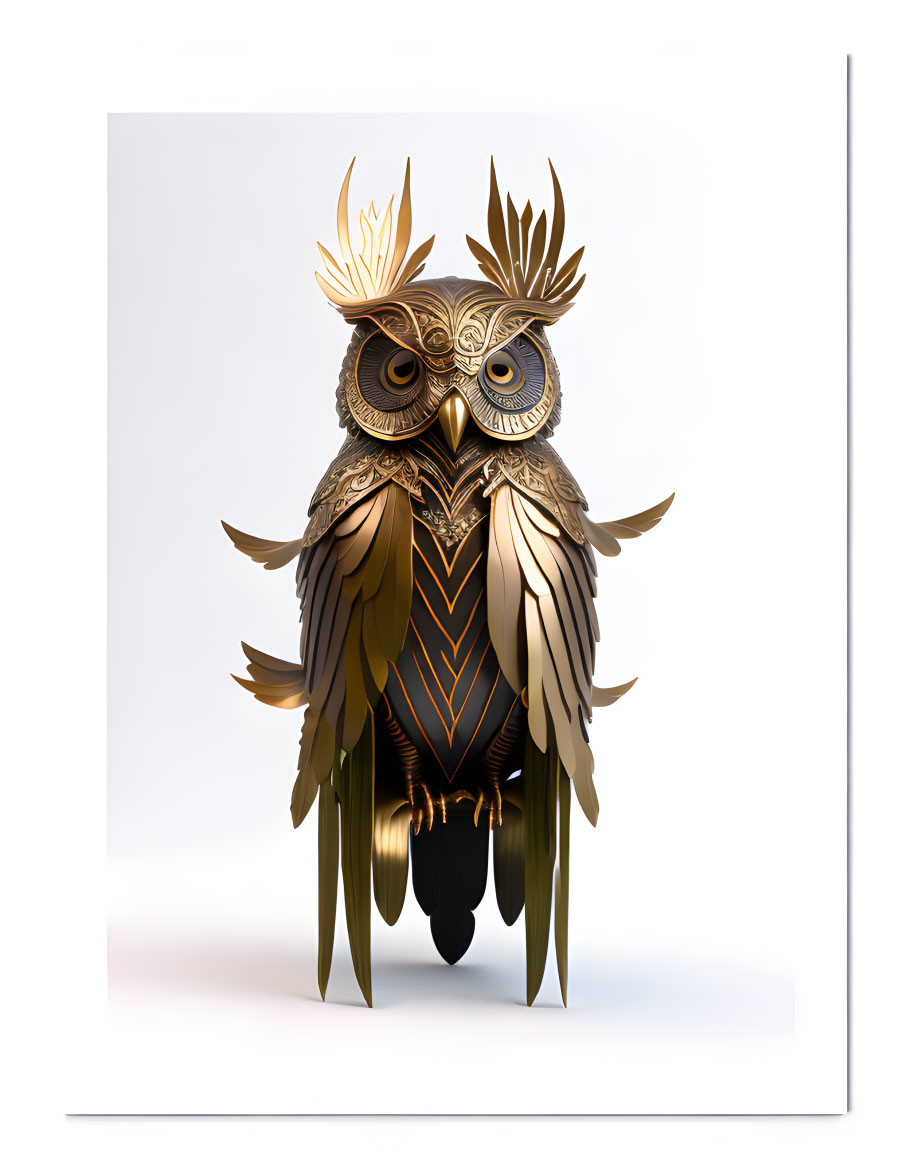 Bronze metal owl,