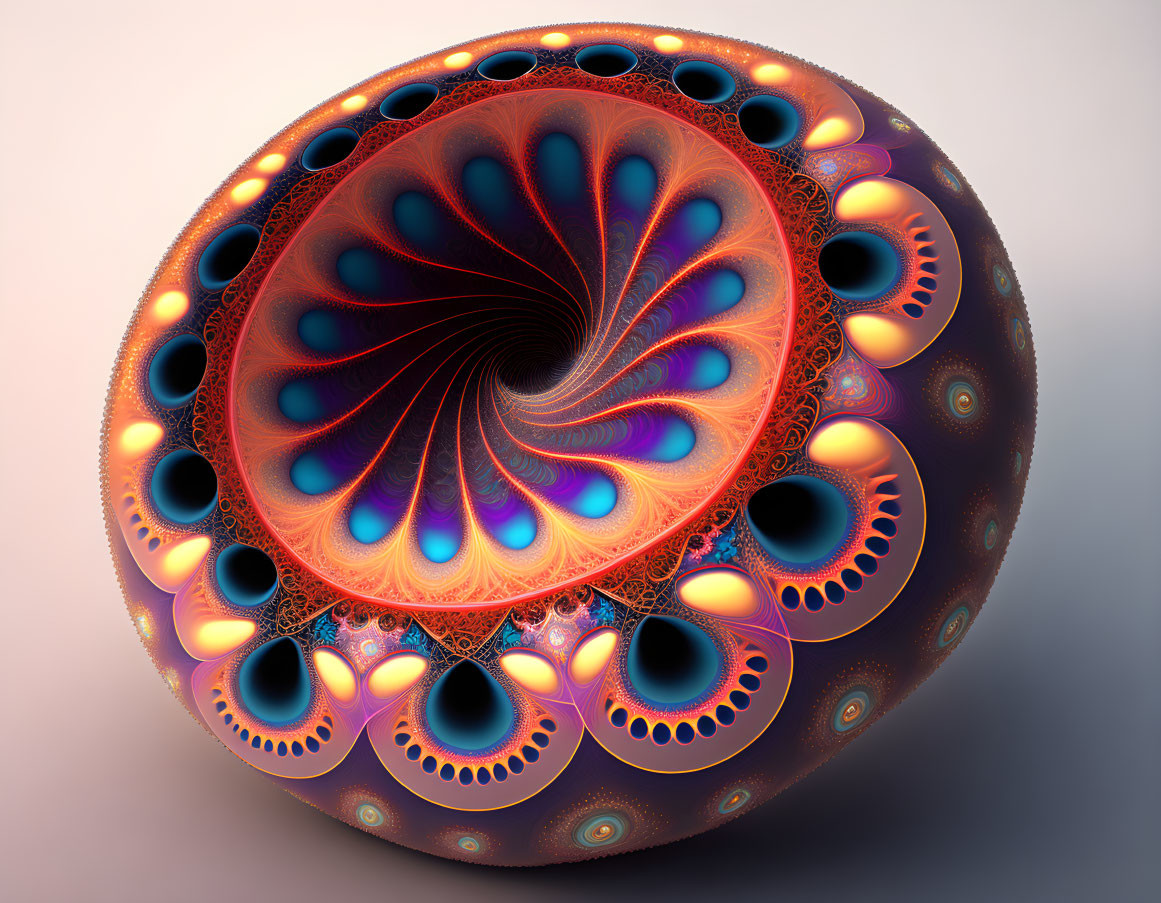 Colorful 3D Fractal Sphere with Petal and Spiral Patterns