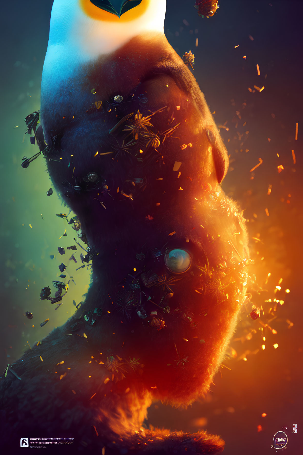 Vibrant surreal digital artwork with dynamic elements