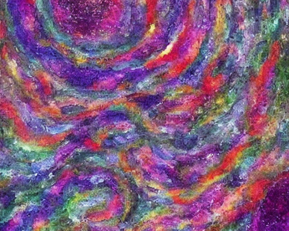 Colorful Abstract Painting with Swirling Cosmic Patterns