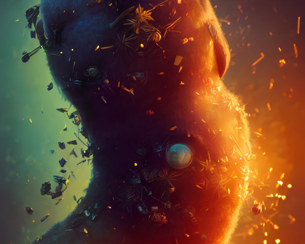 Vibrant surreal digital artwork with dynamic elements