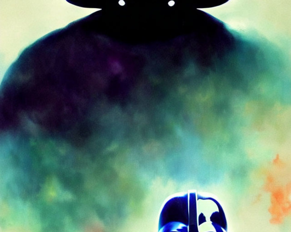 Darth Vader helmets in vibrant watercolor background