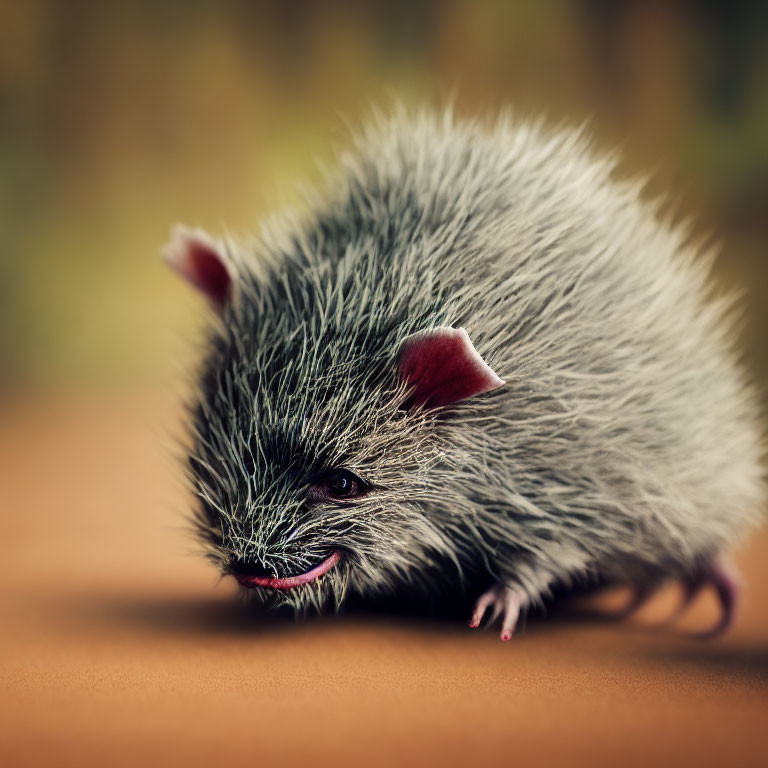 Small furry animal with sharp whiskers and pointed ears on blurred background