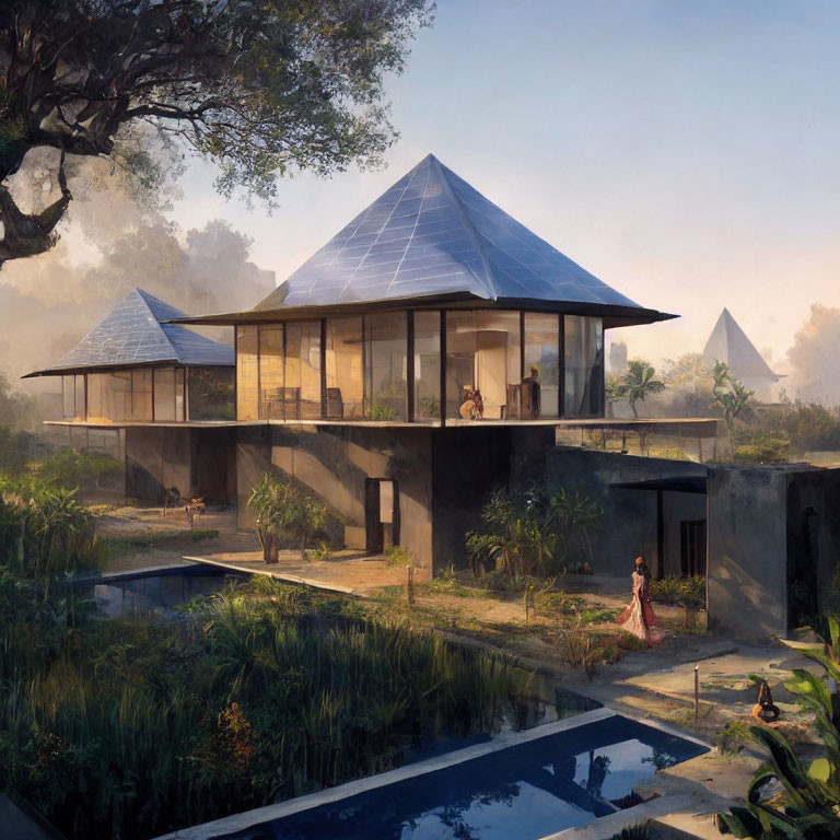 Modern Eco-Friendly House with Glass Walls and Pool