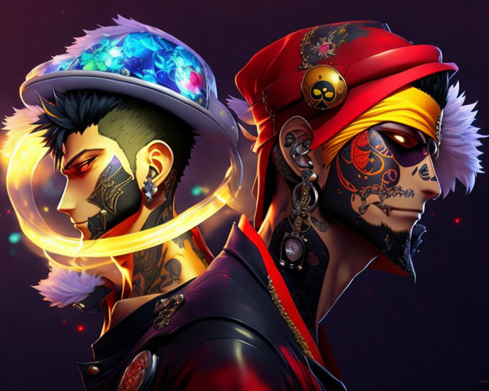 Stylized cosmic and pirate-themed characters with vibrant colors and intricate details