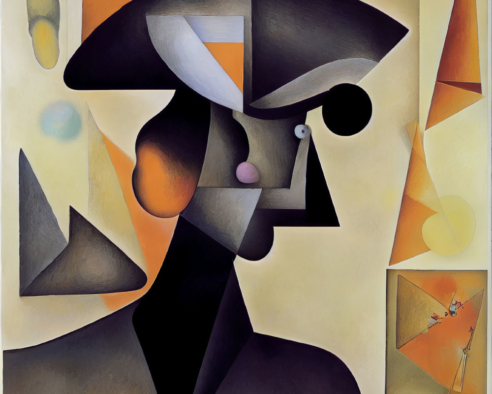 Geometric Cubist Figure in Muted Colors