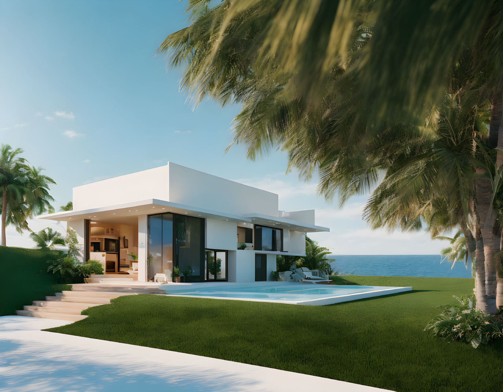 Contemporary Beachfront Villa with Glass Doors & Outdoor Pool