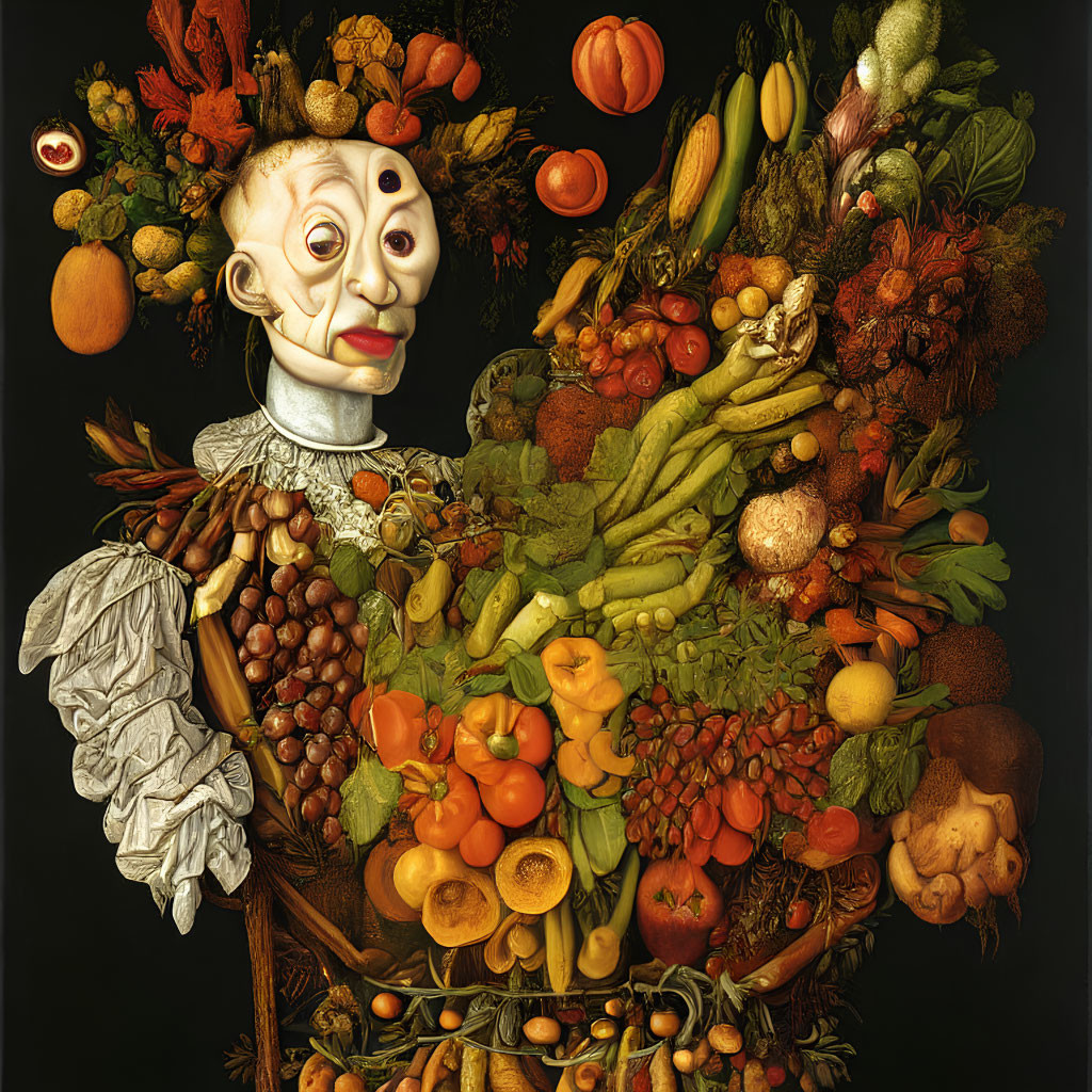 Surreal portrait of fruits and vegetables in Renaissance style