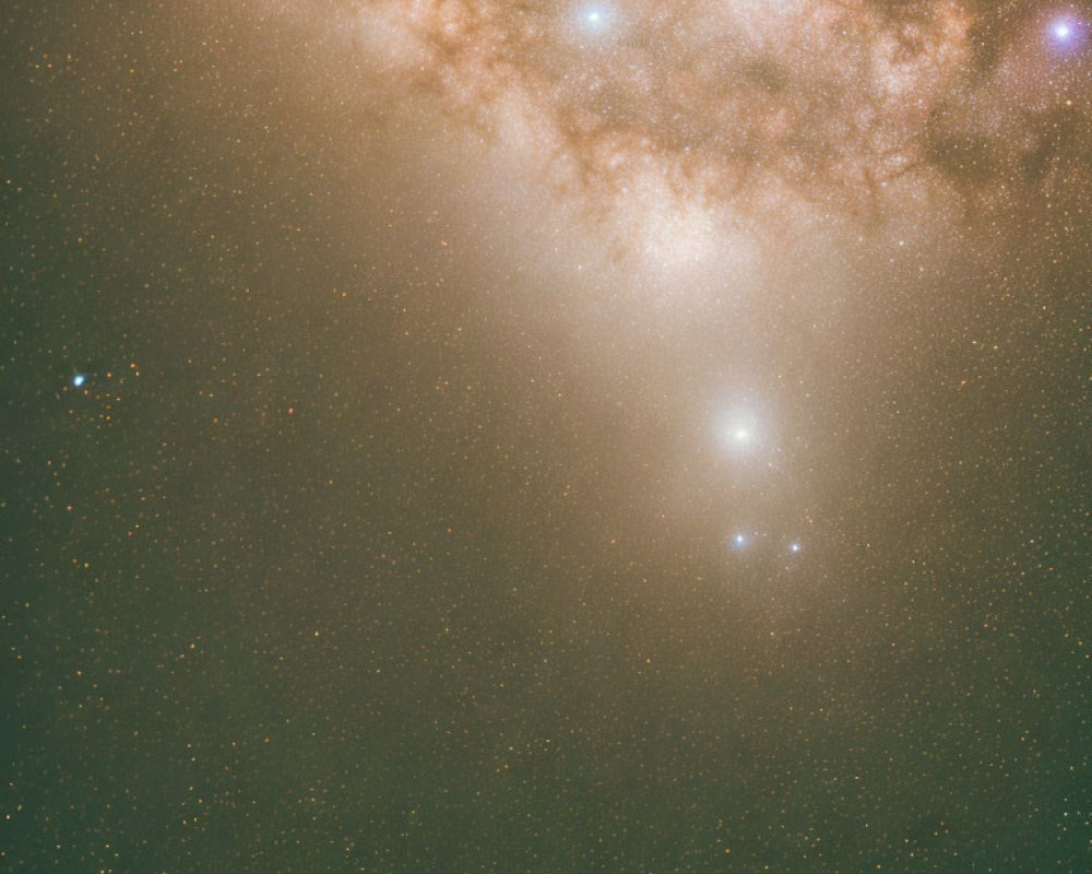 Starry Night Sky with Bright Stars and Nebulae