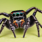 Surreal creature with spider body and kitten face on yellow background