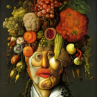 Surreal portrait of fruits and vegetables in Renaissance style