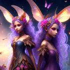 Steampunk-themed image featuring two women with mechanical wings and futuristic headgear