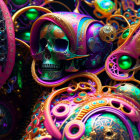 Intricate fractal image: Skull with swirling patterns