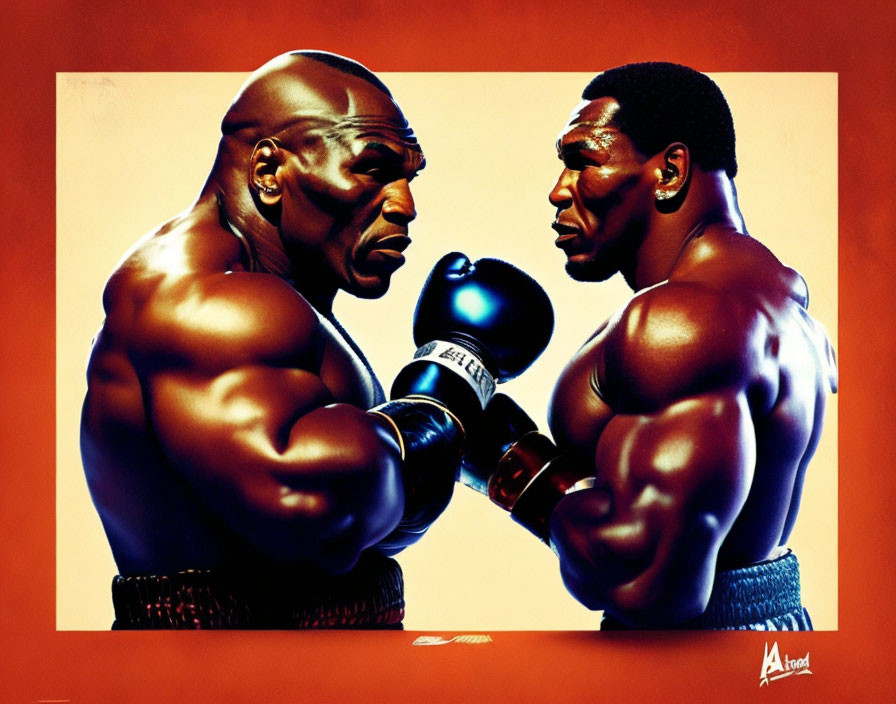 Muscular Cartoon Boxers in Intense Face-Off