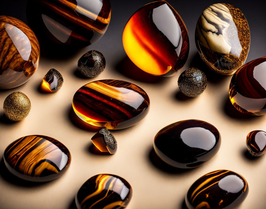 Polished Tiger's Eye Gemstones in Brown and Golden Hues