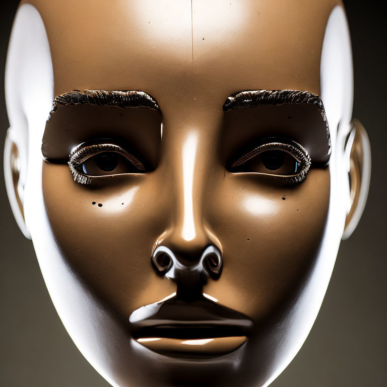 Detailed Brown Mannequin Head on Dark Background