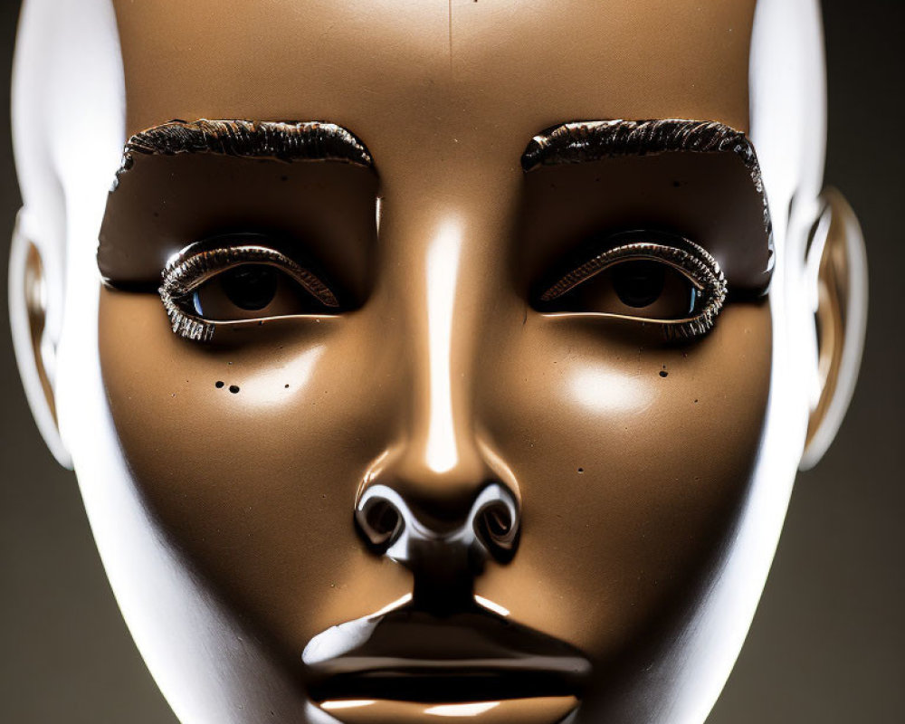 Detailed Brown Mannequin Head on Dark Background