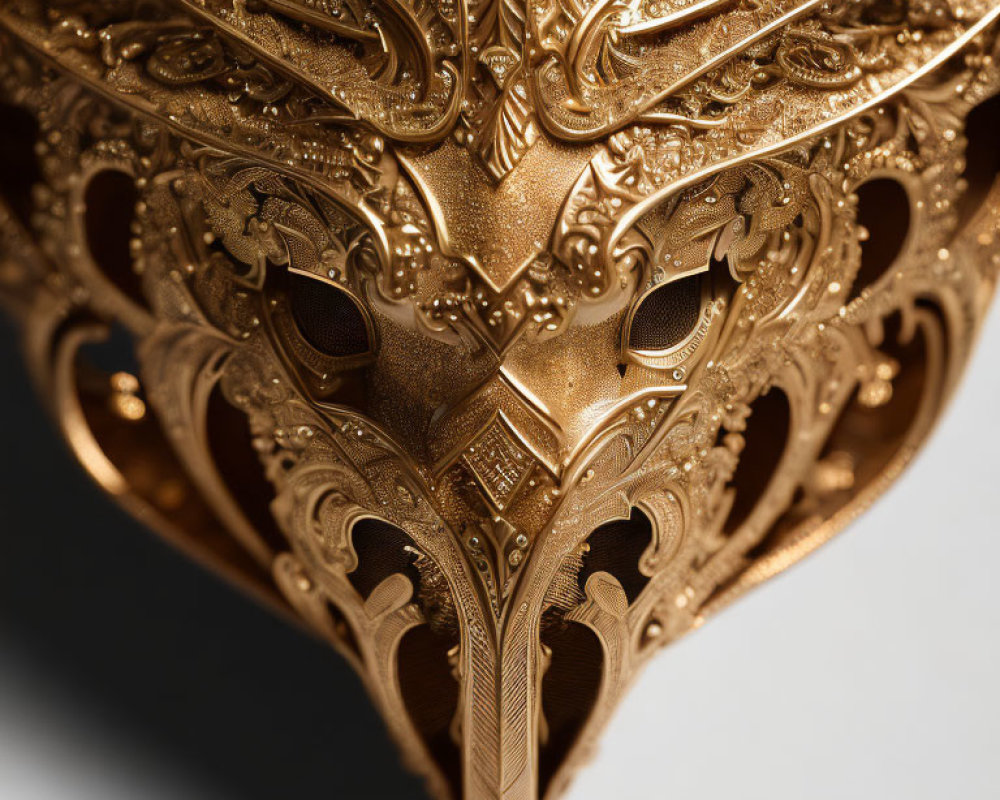 Intricate Golden Mask with Elaborate Designs and Patterns