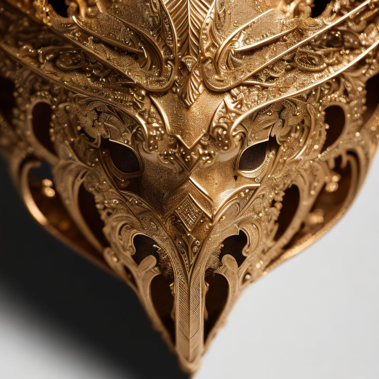 Intricate Golden Mask with Elaborate Designs and Patterns