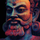 Colorful digital portrait of ornate male figure with detailed beard.