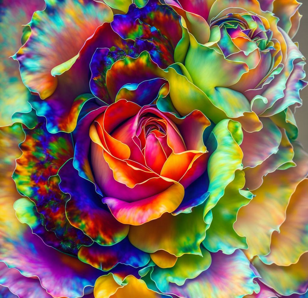 Colorful digitally altered rose with kaleidoscope effect.