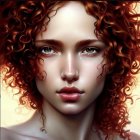 Surreal portrait of woman with red hair and freckles