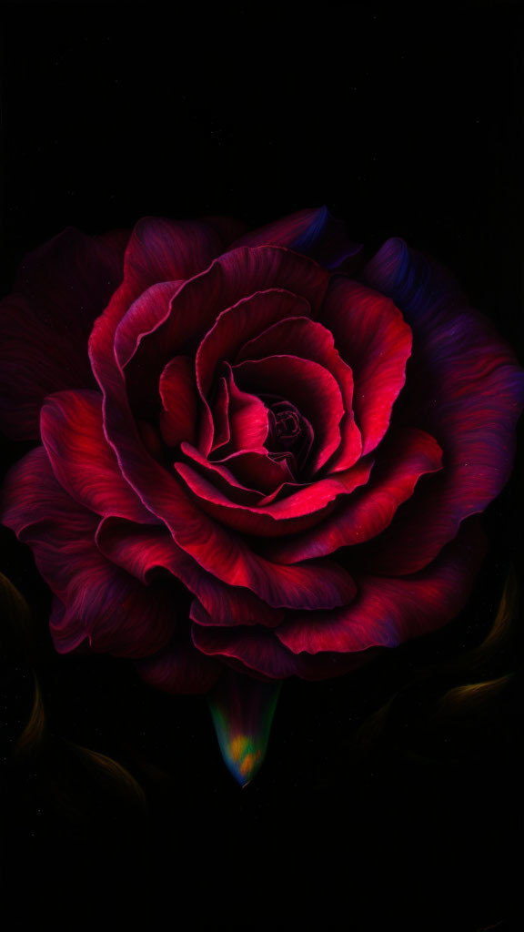 Vivid crimson rose on black background: elegant and mysterious