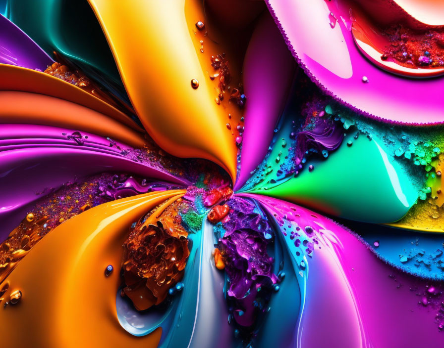 Colorful Swirling Paint Patterns in Orange, Purple, Pink & Blue