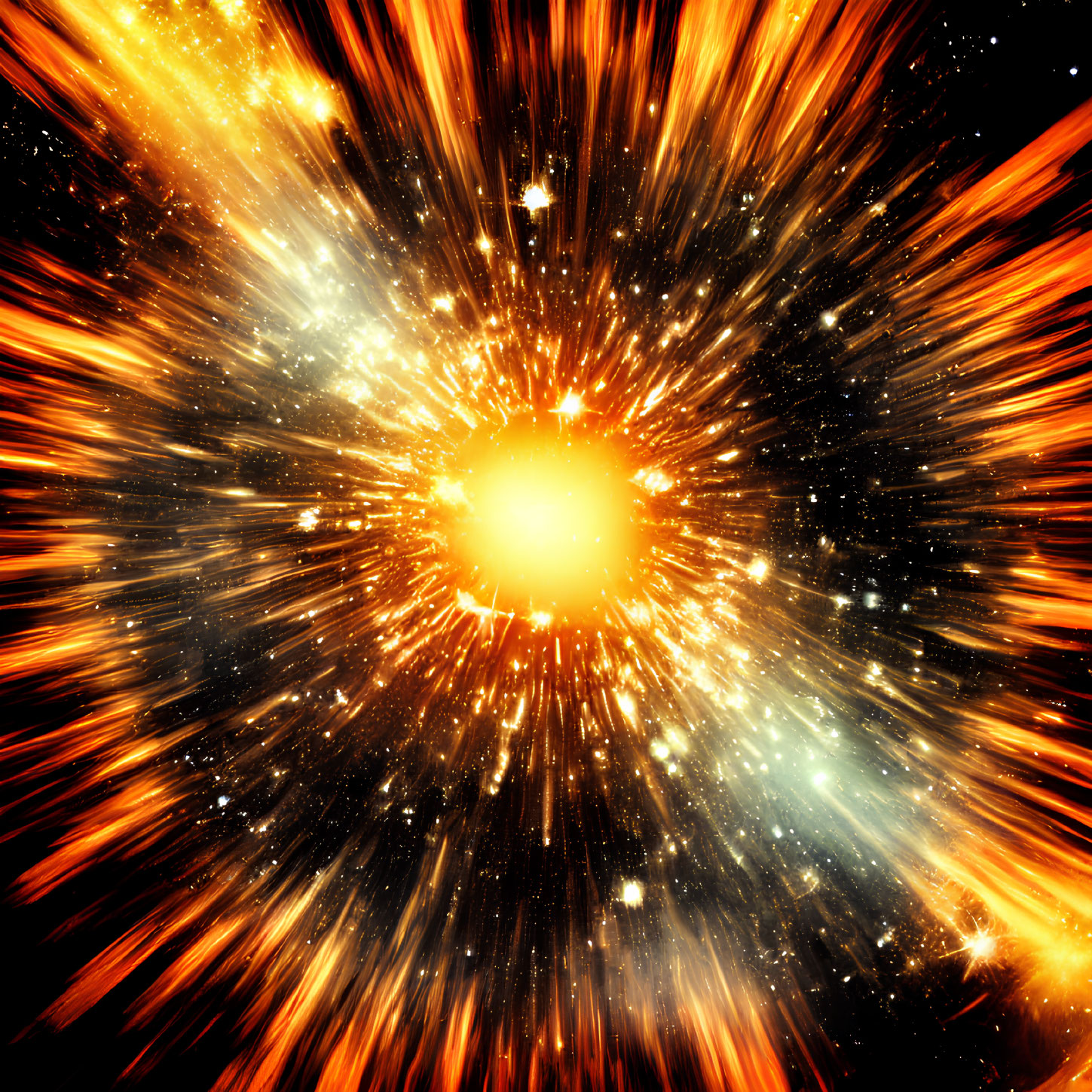 Colorful cosmic artwork: star explosion with fiery particles