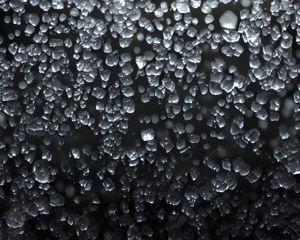 Frozen Water Droplets on Dark Background: Abstract and Dynamic Texture