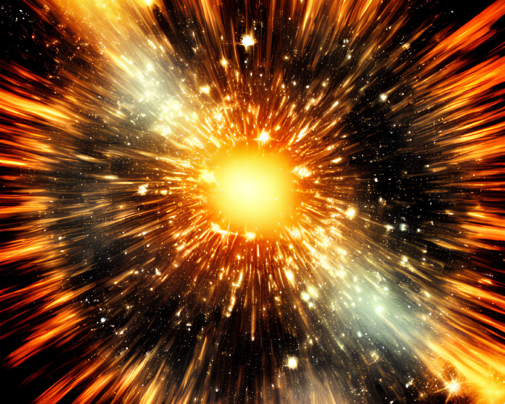 Colorful cosmic artwork: star explosion with fiery particles