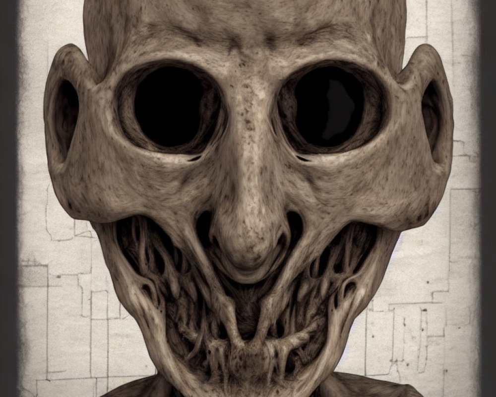 Detailed Close-Up of Eerie Skull-Like Creature