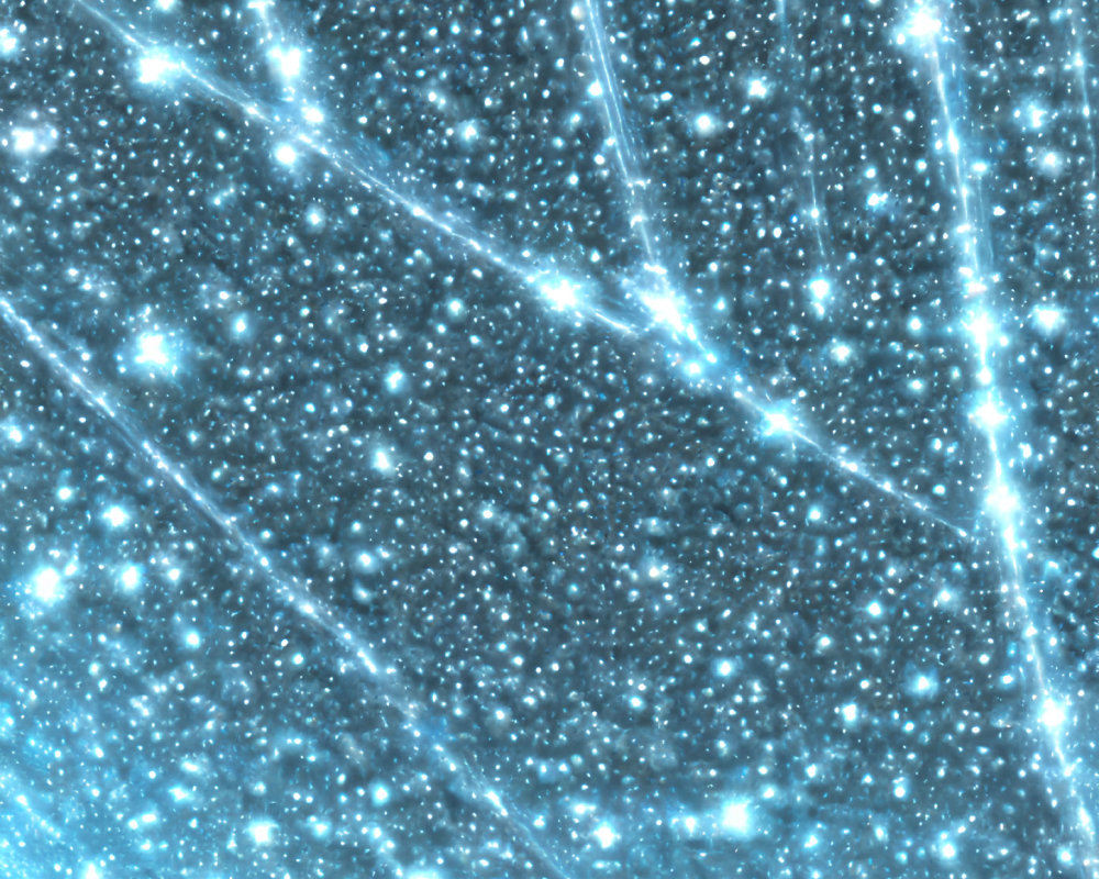 Blue Sparkling Particles with Dynamic Light Streaks: Celestial Scene or Digital Starry Sky