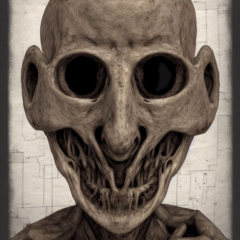 Detailed Close-Up of Eerie Skull-Like Creature