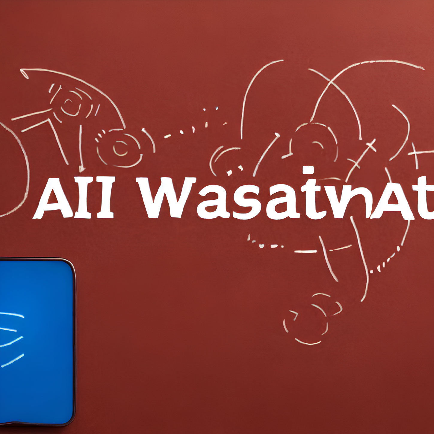 Red Arabic Calligraphy on White Background with Blue Handprint Icon