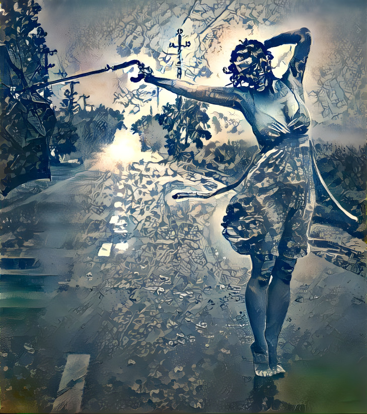 Woman dancing in the rain