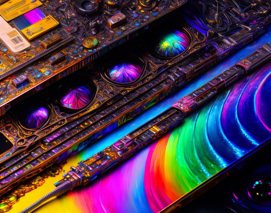 Colorful Abstract Art: Computer Circuitry and Cosmic Imagery