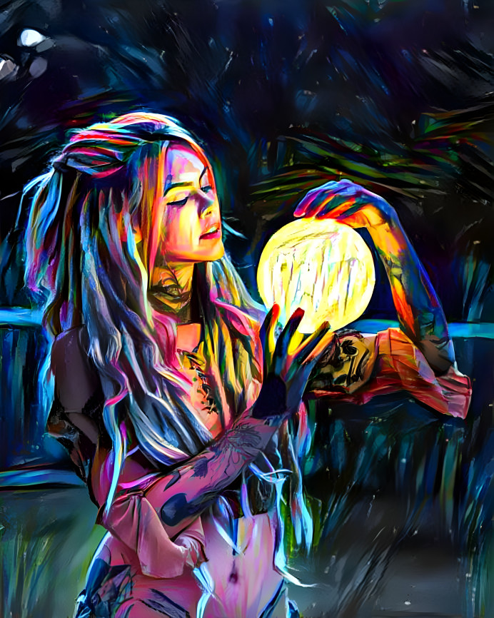 Girl holding moon 