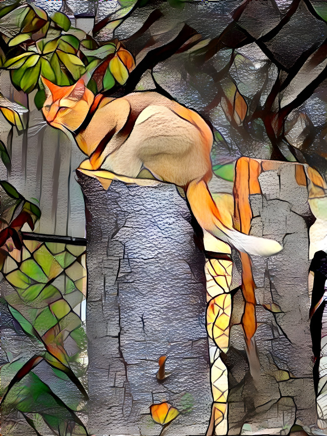 Stained glass cat