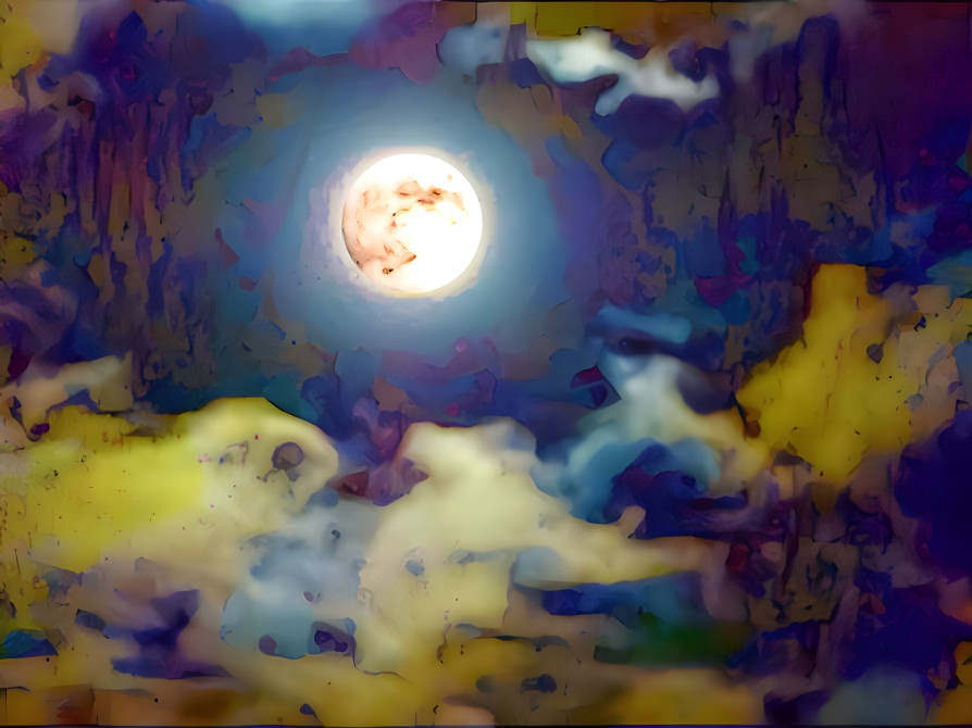 Full Moon with Mustard Colored Clouds