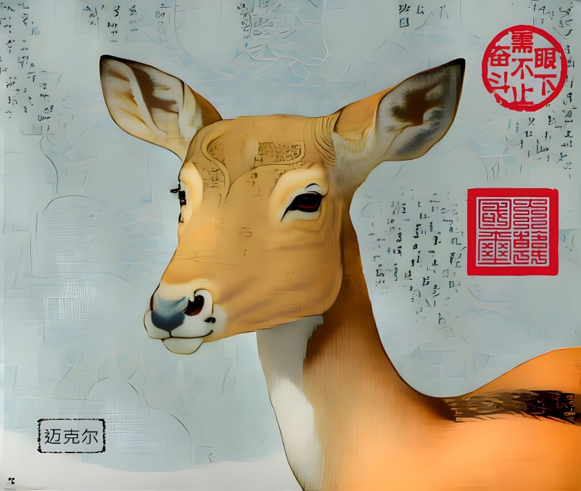 "Ten Symbols of Longevity"  Deer