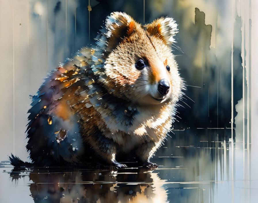 Colorful Quokka Digital Artwork with Brushstroke Textures