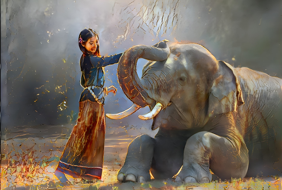 Girl and elephant