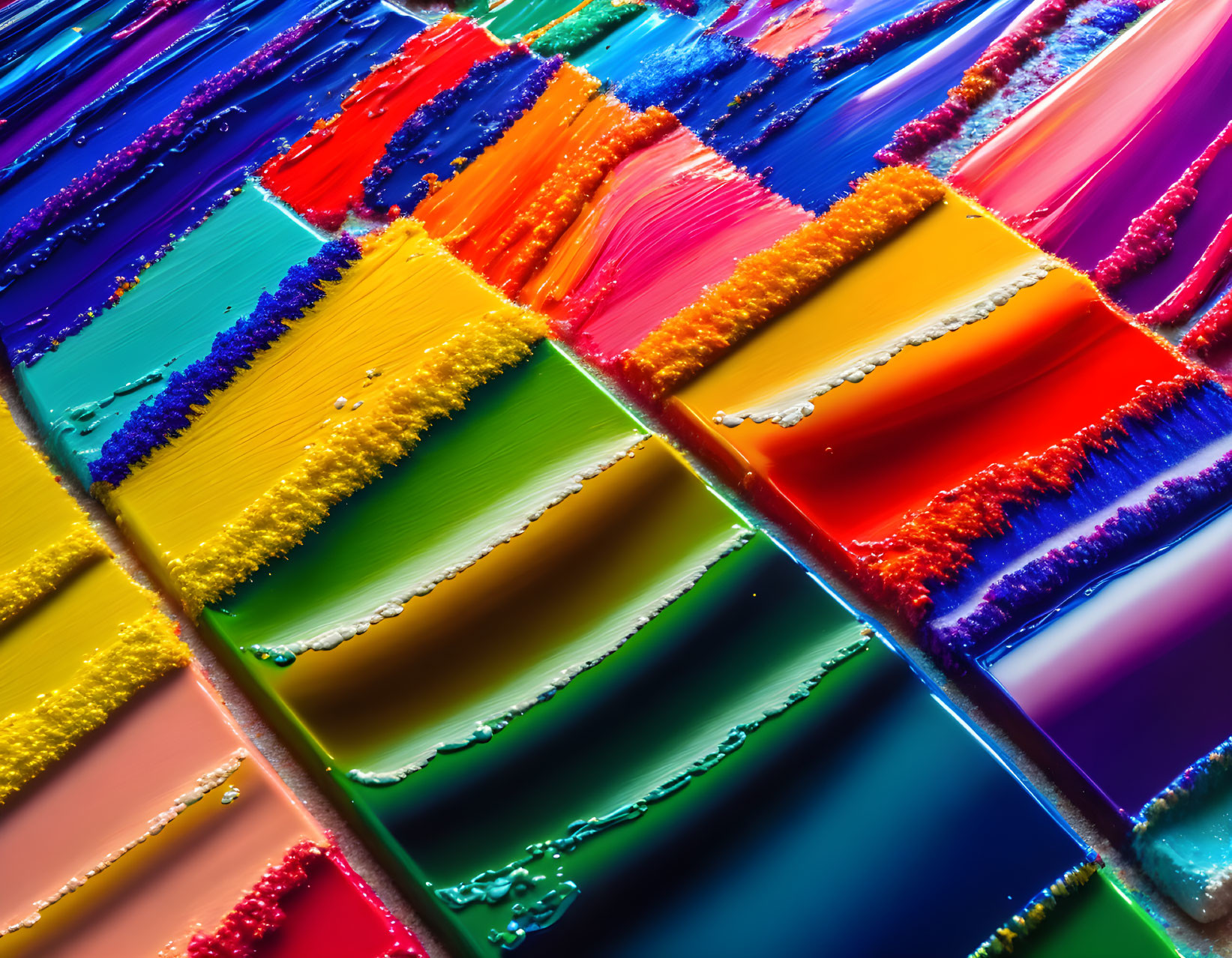 Colorful Abstract Painting with Textured Stripes