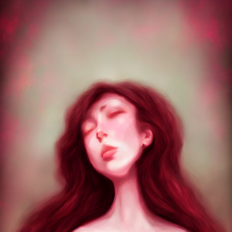 Woman Illustration: Flowing Hair, Closed Eyes, Dreamy Vibe