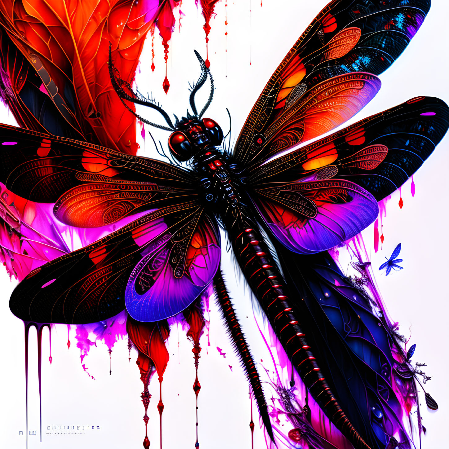 Colorful stylized butterfly digital artwork with intricate patterns on white background.