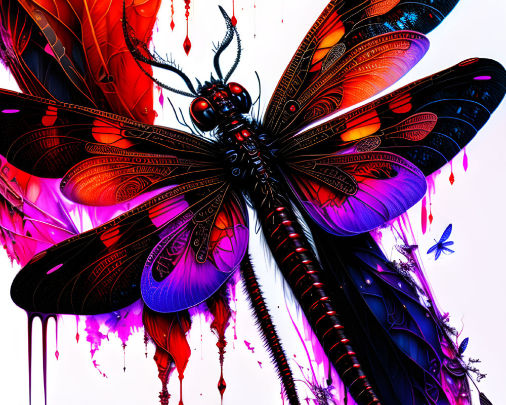 Colorful stylized butterfly digital artwork with intricate patterns on white background.