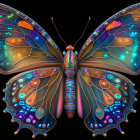 Colorful Gemstone Butterfly on Black Background